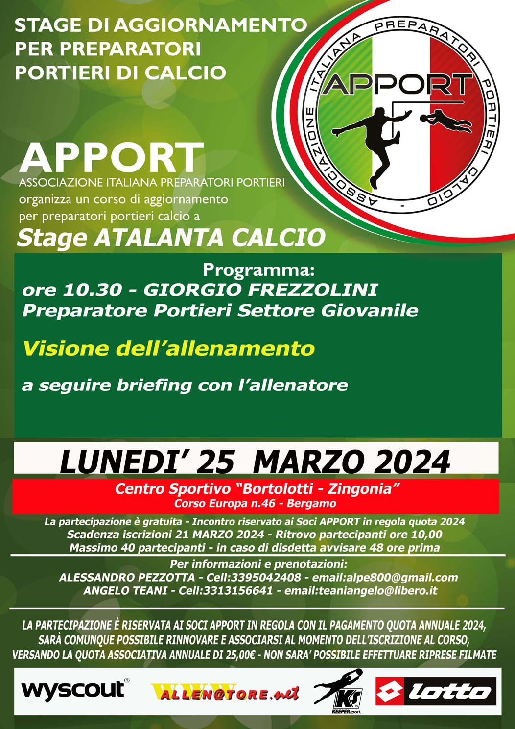 25 Marzo 2024 - Visita ATALANTA BFC e visione allenamento con Mr. Giorgio Frezzolini
