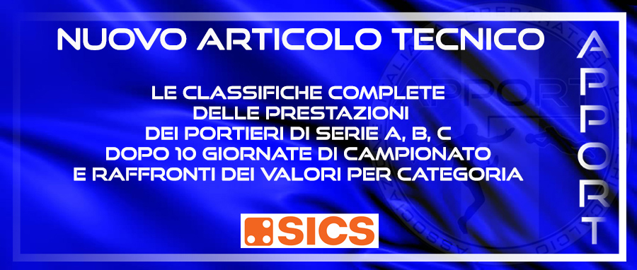 Articolo tecnico: Le prestazioni dei portieri di serie A,B,C nelle prime 10 giornate nella stagione 2025-2026