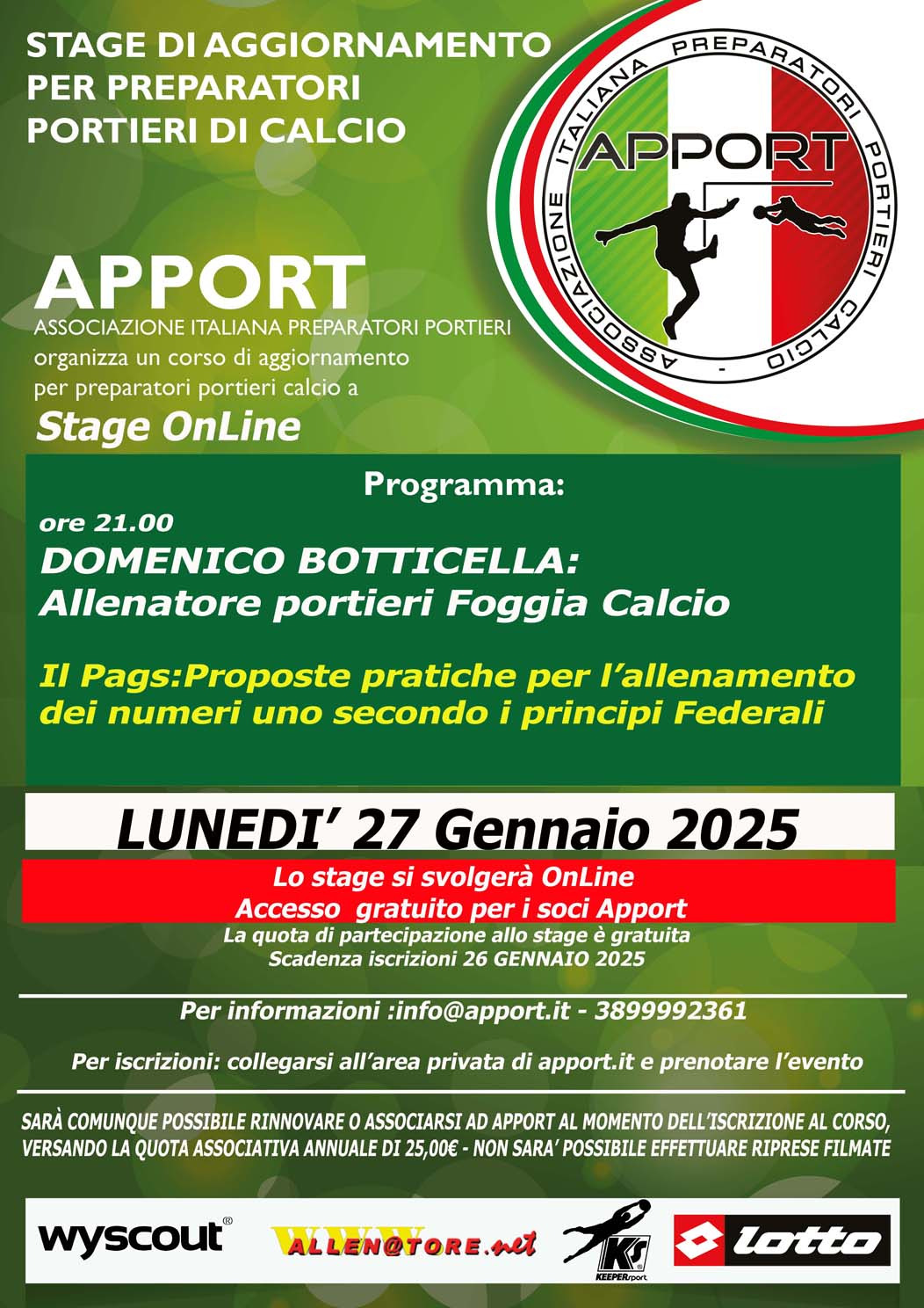 Pubblicato video Webinar con Domenico Botticella all. port. 1 sq. Foggia